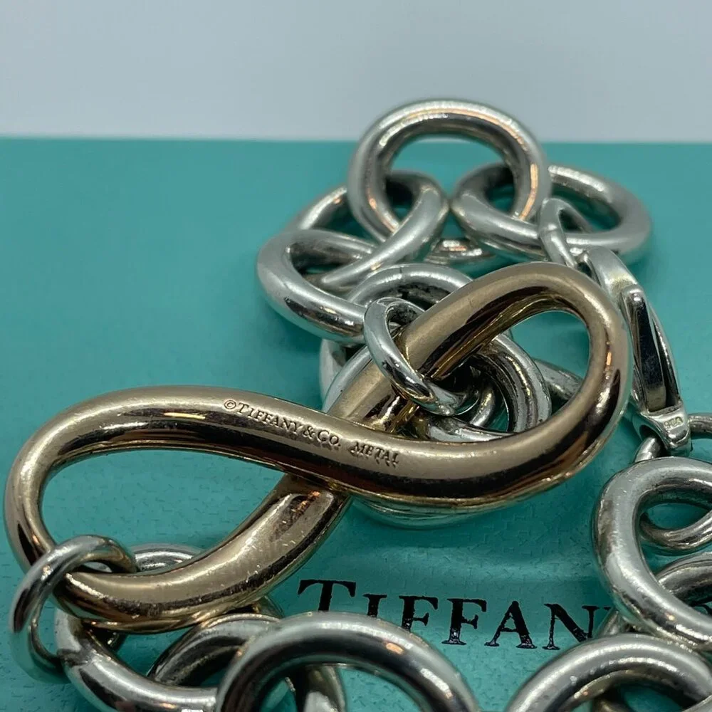 Tiffany & Co Authentic Chunky Large Link Rubedo Silver Infinity Bracelet 7.5" - Picture 2 of 14
